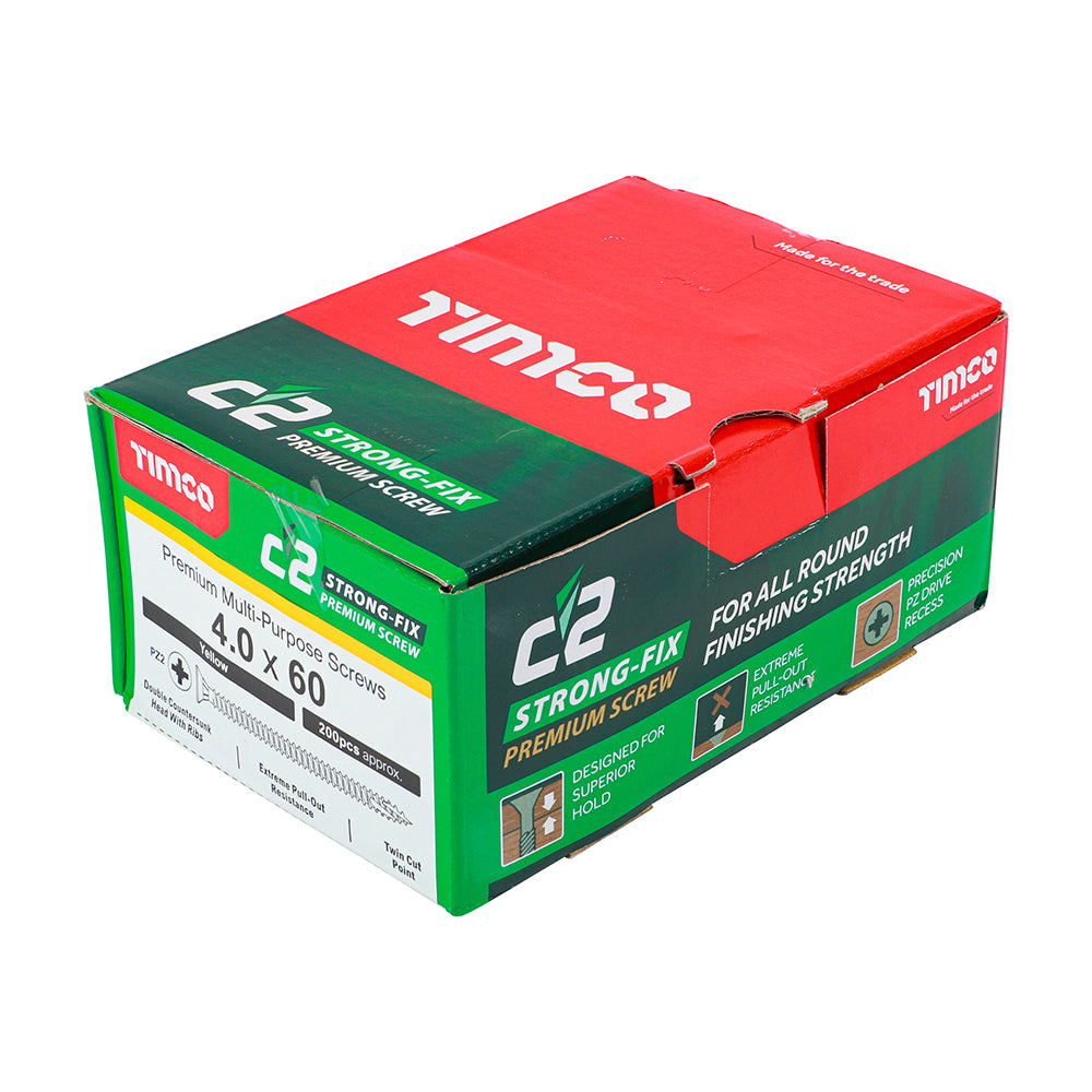 C2 Strong-Fix Multi-Purpose Screw Yellow 4.0 x 60mm 200 Pack