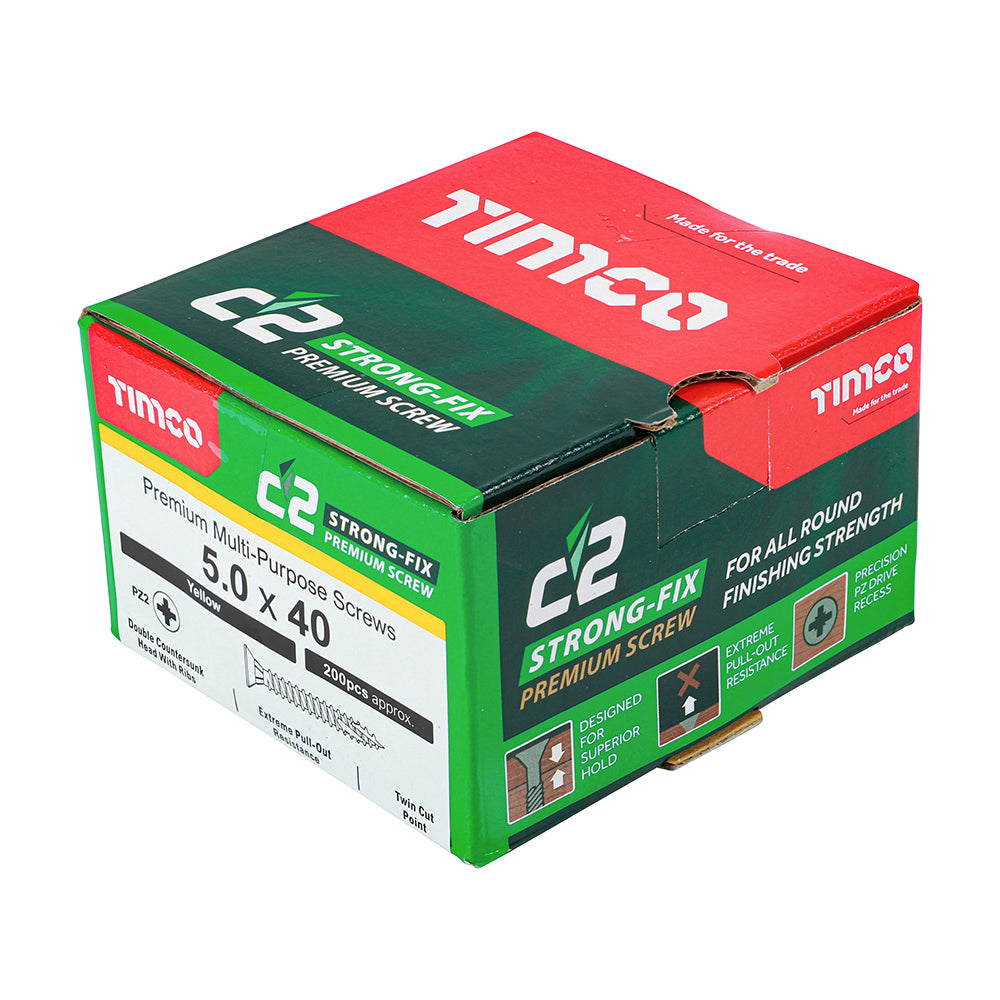 C2 Strong-Fix Multi-Purpose Screw Yellow 5.0 x 40mm 200 Pack