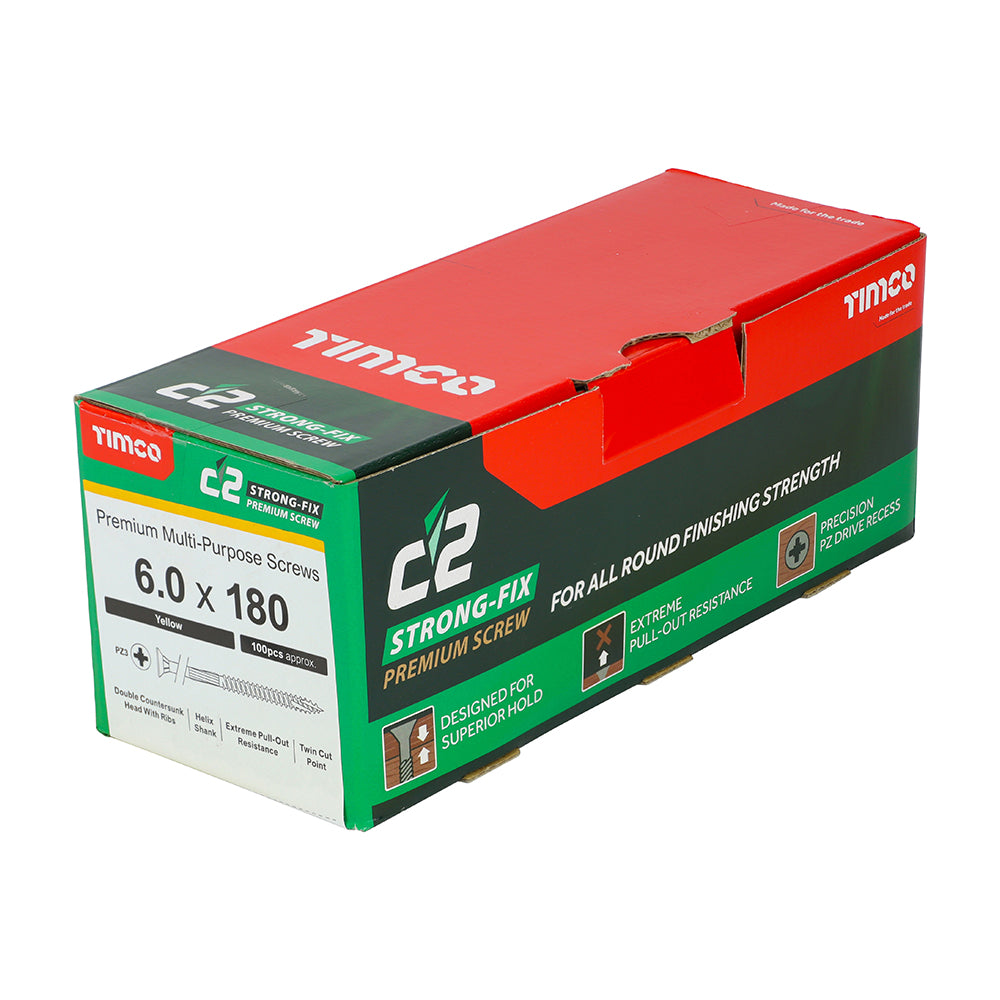 C2 Strong-Fix Multi-Purpose Screw Yellow 6.0 x 180mm 100 Pack