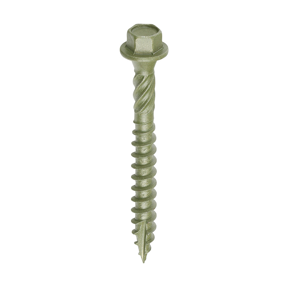 Hex Head Construction & Landscaping Screws Green 6.7 x 60mm 50 Pack