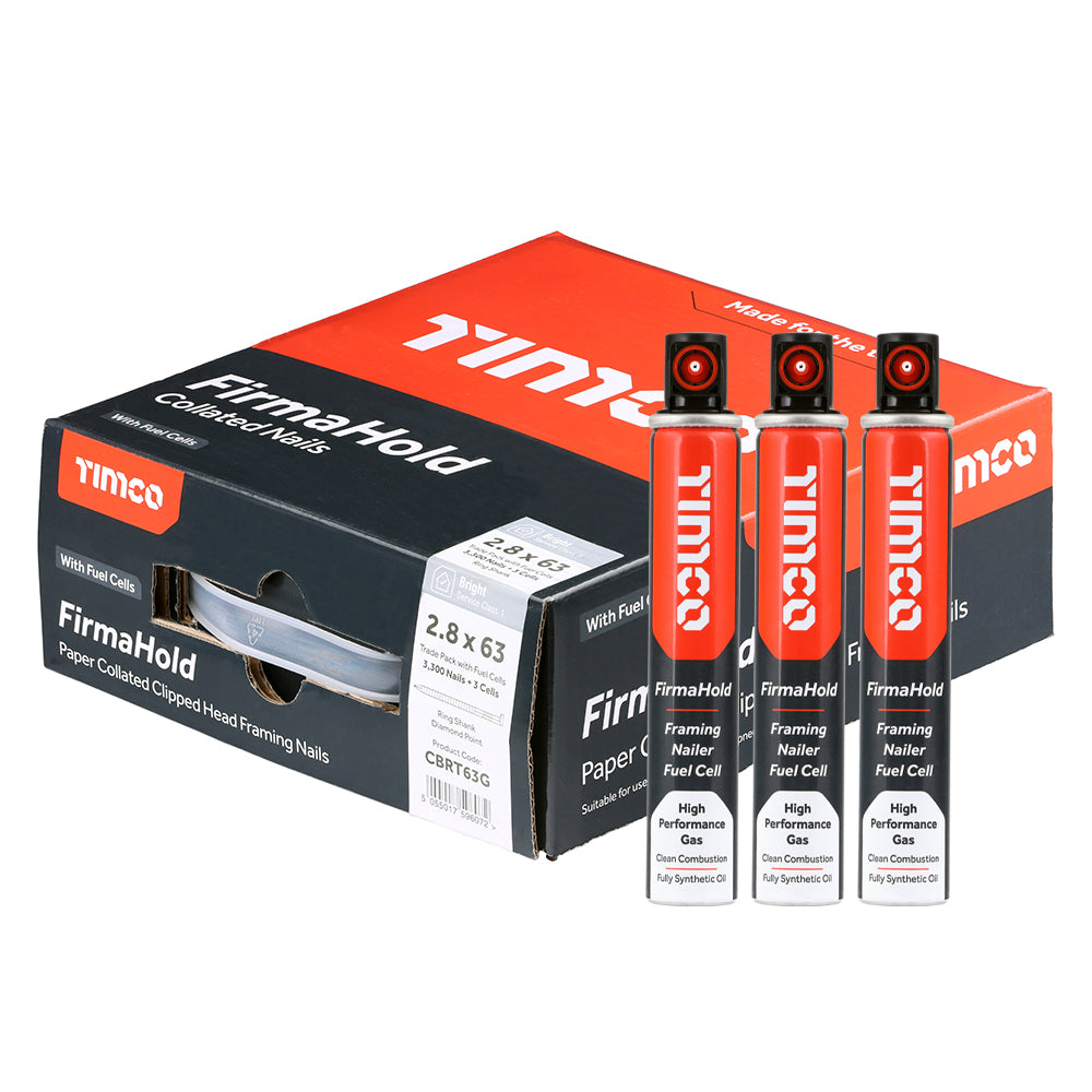 Collated Clipped Head Nails FirmaGalv 2.8mm x 63mm 3300 Pack + 3 Gas