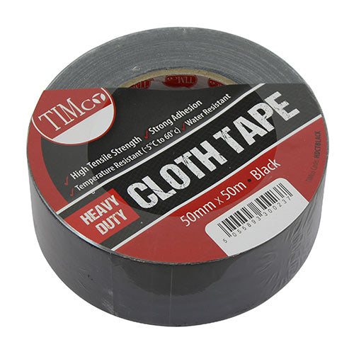 Heavy Duty Cloth Tape Black - 50m x 50mm
