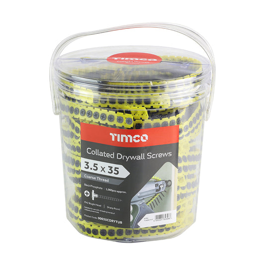 Coarse Thread Black Collated Drywall Screws PH - Bulk Tubs