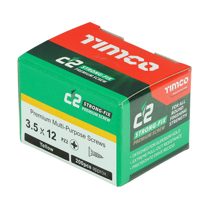 C2 Strong-Fix Multi-Purpose Screw Yellow 3.5 x 12mm 200 Pack