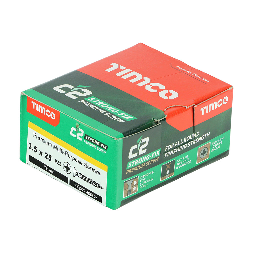 C2 Strong-Fix Multi-Purpose Screw Yellow 3.5 x 25mm 200 Pack