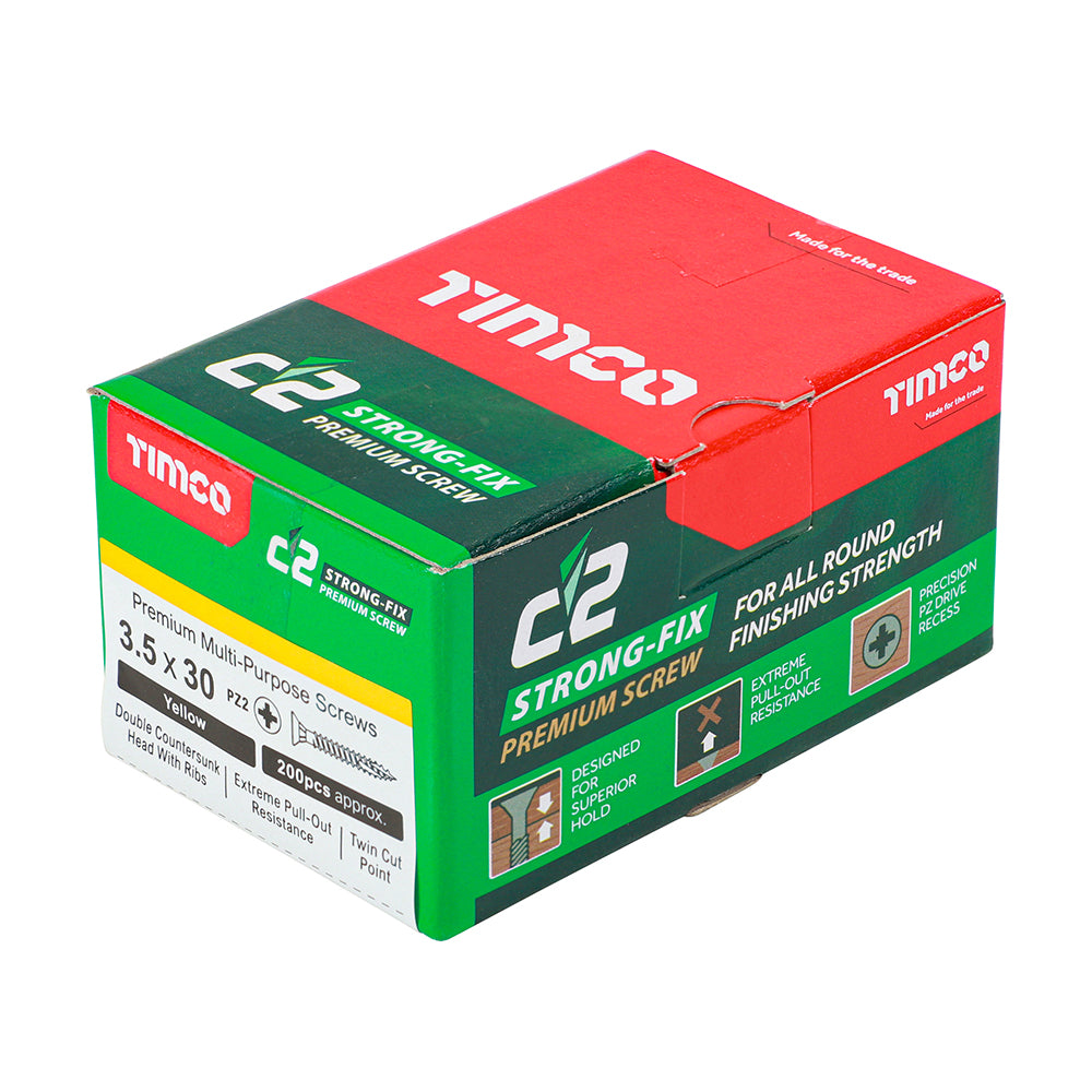 C2 Strong-Fix Multi-Purpose Screw Yellow 3.5 x 30mm 200 Pack