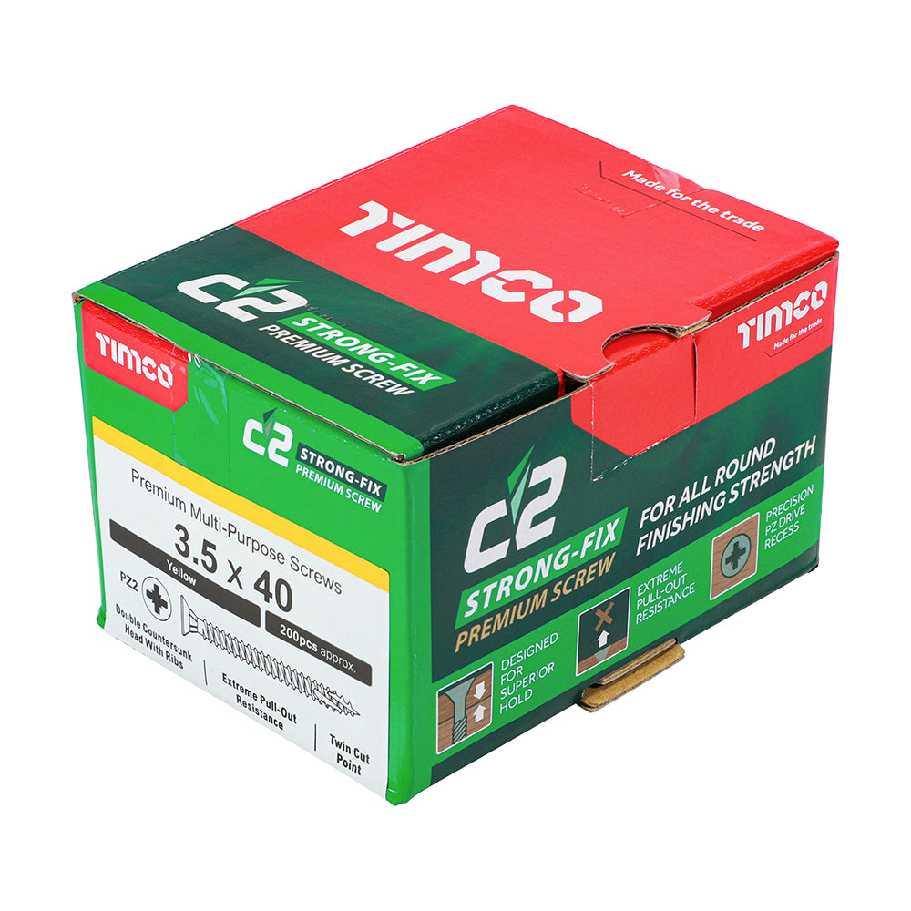 C2 Strong-Fix Multi-Purpose Screw Yellow 3.5 x 40mm 200 Pack