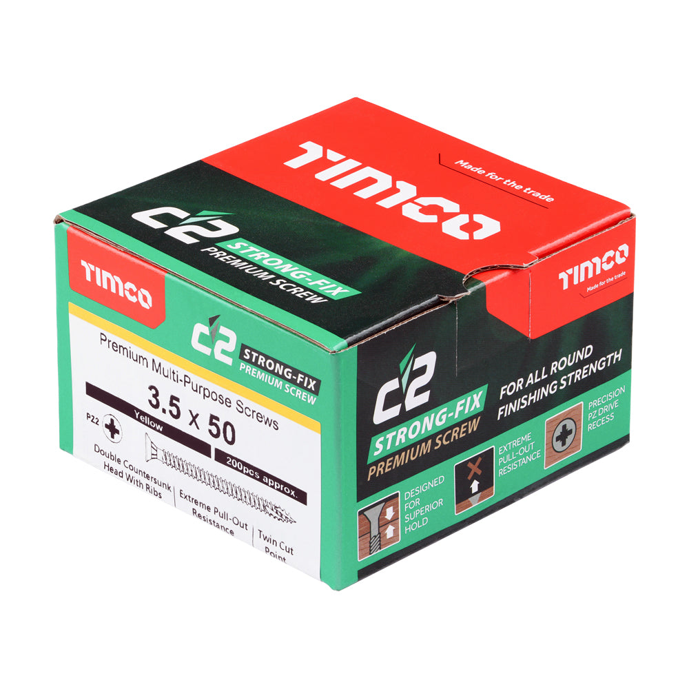 C2 Strong-Fix Multi-Purpose Screw Yellow 3.5 x 50mm 200 Pack