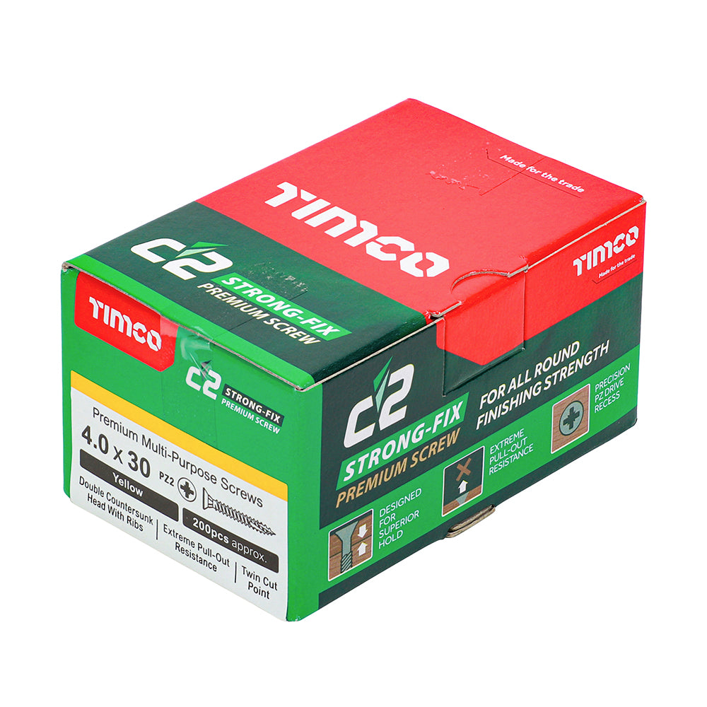 C2 Strong-Fix Multi-Purpose Screw Yellow 4.0 x 30mm 200 Pack