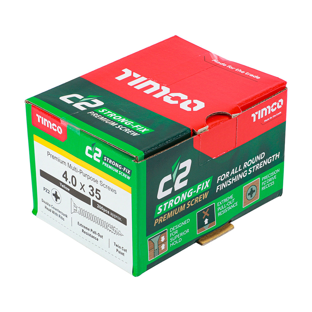 C2 Strong-Fix Multi-Purpose Screw Yellow 4.0 x 35mm 200 Pack