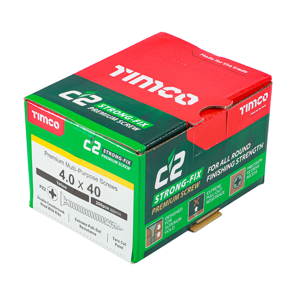 C2 Strong-Fix Multi-Purpose Screw Yellow 4.0 x 40mm 200 Pack