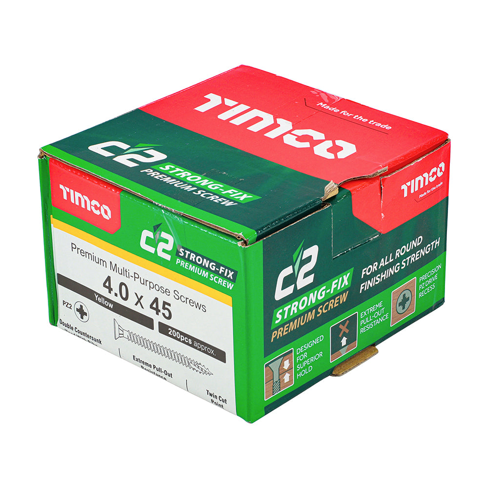 C2 Strong-Fix Multi-Purpose Screw Yellow 4.0 x 45mm 200 Pack