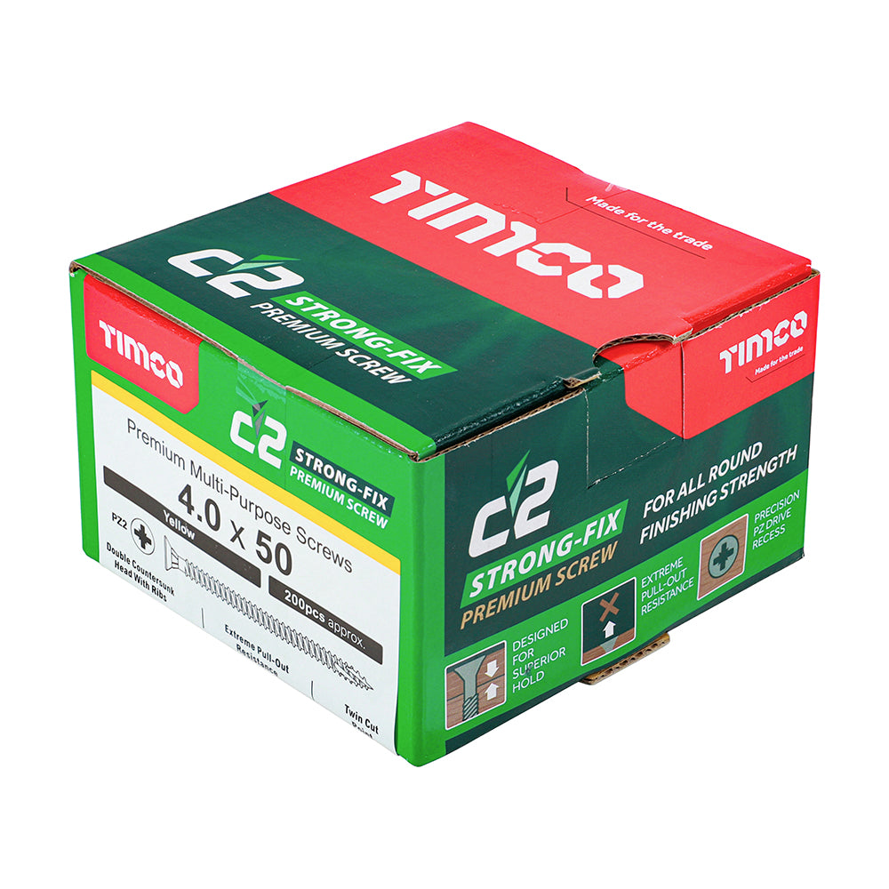 C2 Strong-Fix Multi-Purpose Screw Yellow 4.0 x 50mm 200 Pack