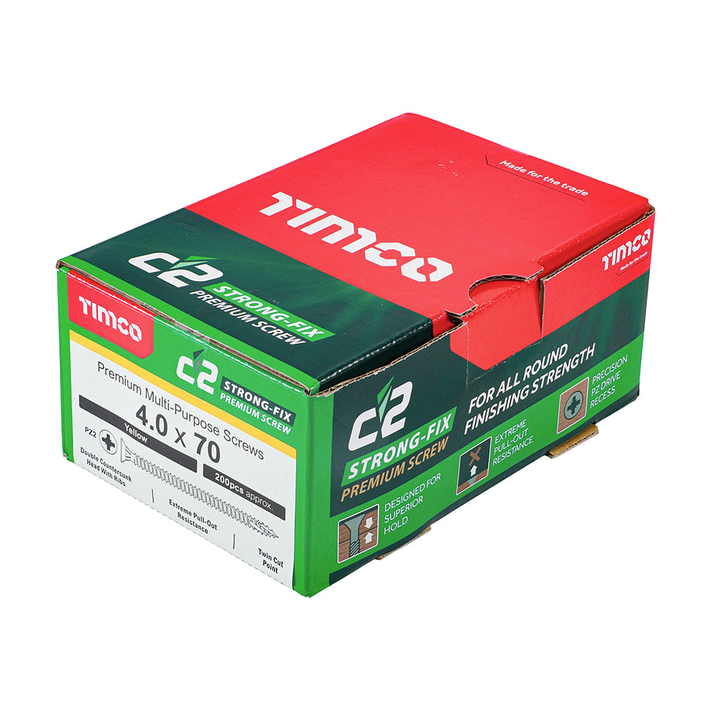 C2 Strong-Fix Multi-Purpose Screw Yellow 4.0 x 70mm 200 Pack