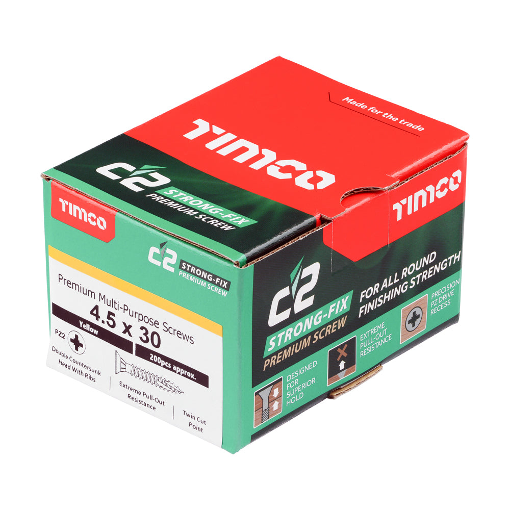C2 Strong-Fix Multi-Purpose Screw Yellow 4.5 x 30mm 200 Pack