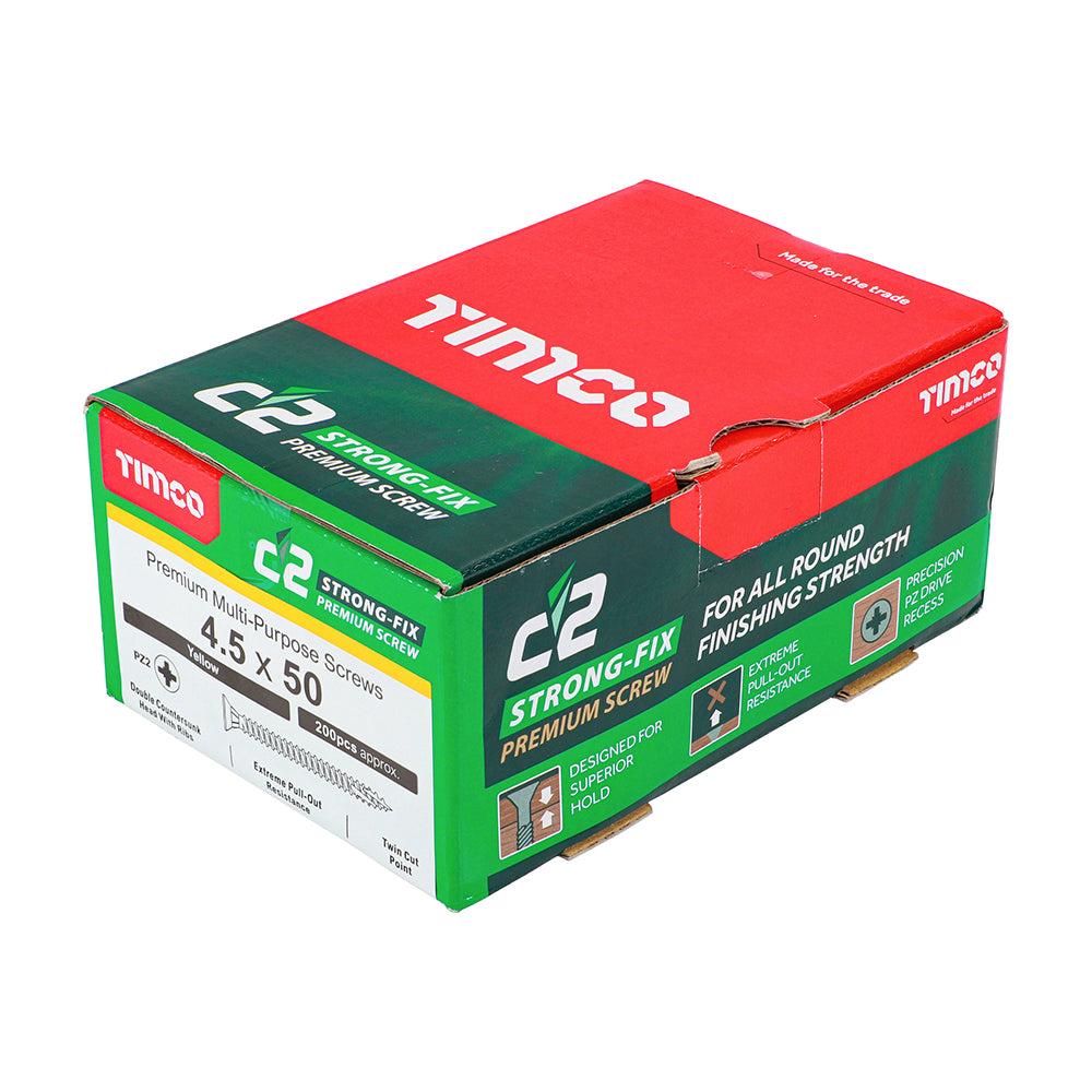 C2 Strong-Fix Multi-Purpose Screw Yellow 4.5 x 50mm 200 Pack