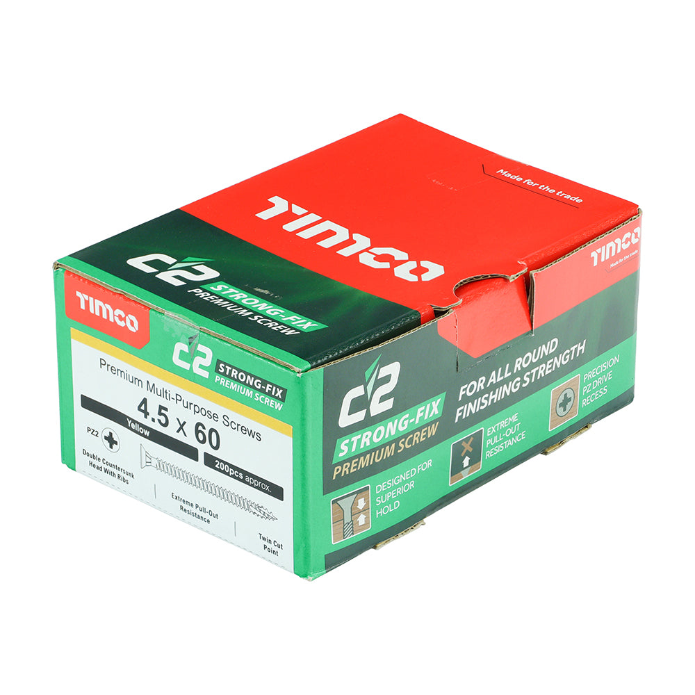 C2 Strong-Fix Multi-Purpose Screw Yellow 4.5 x 60mm 200 Pack