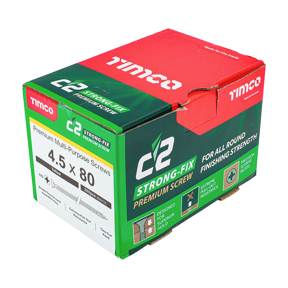 C2 Strong-Fix Multi-Purpose Screw Yellow 4.5 x 80mm 200 Pack