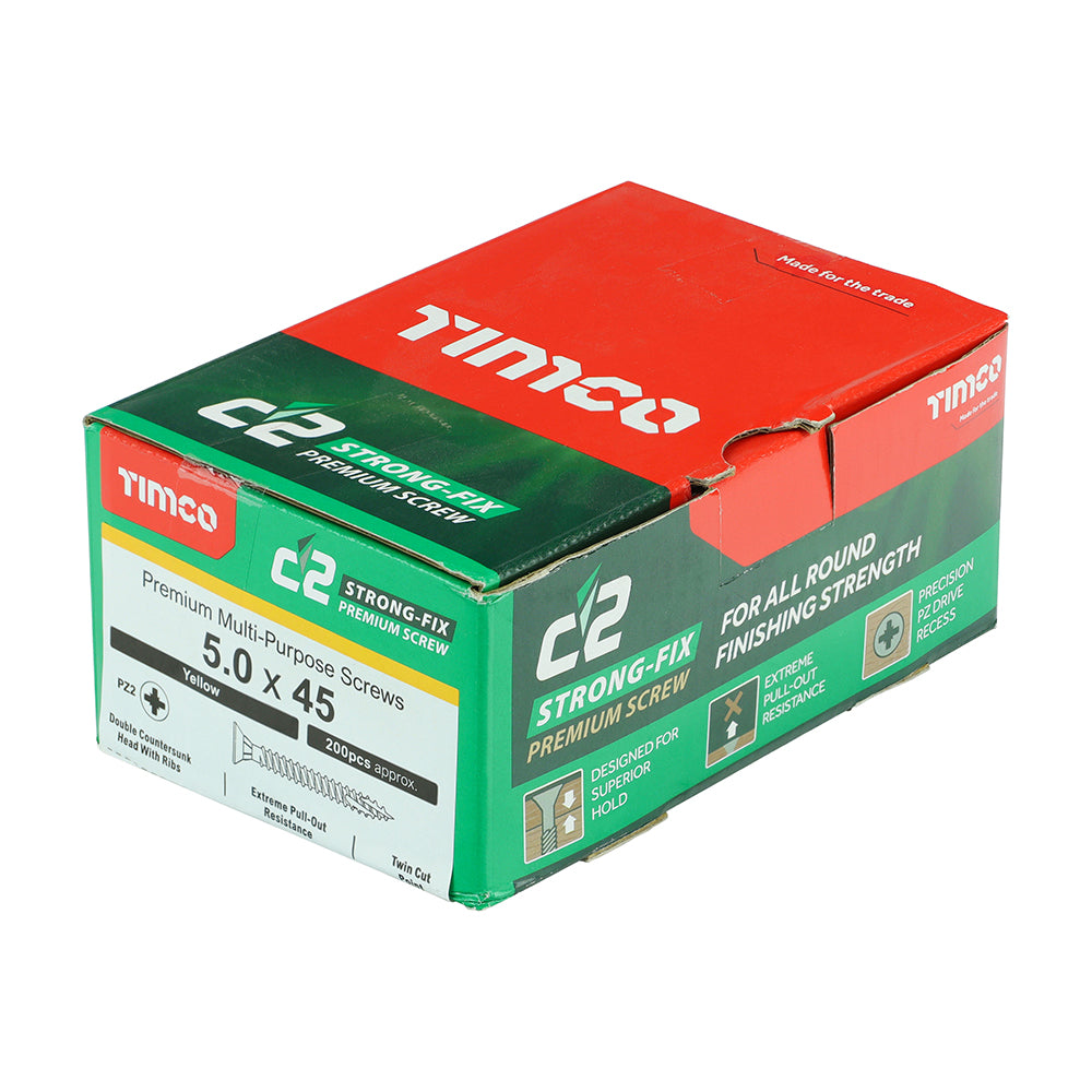 C2 Strong-Fix Multi-Purpose Screw Yellow 5.0 x 45mm 200 Pack