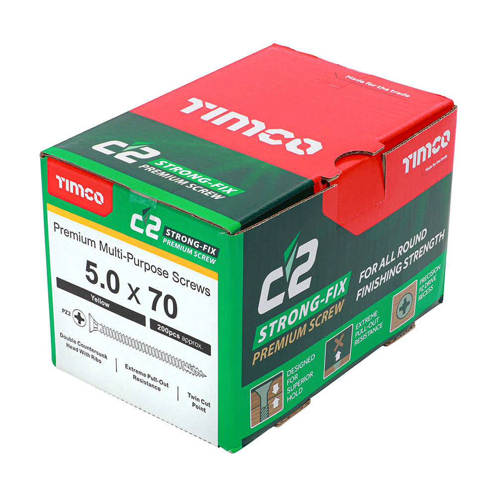 C2 Strong-Fix Multi-Purpose Screw Yellow 5.0 x 70mm 200 Pack