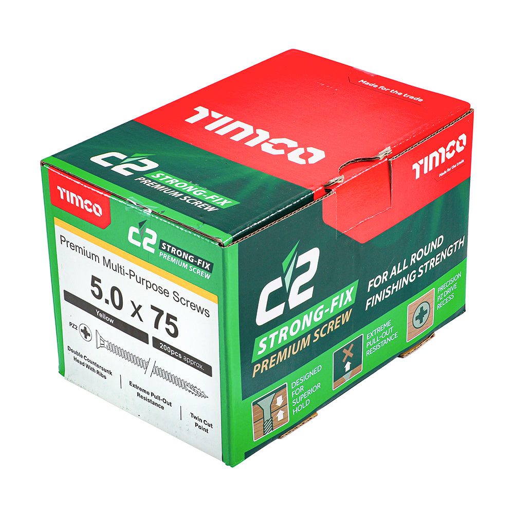 C2 Strong-Fix Multi-Purpose Screw Yellow 5.0 x 75mm 200 Pack
