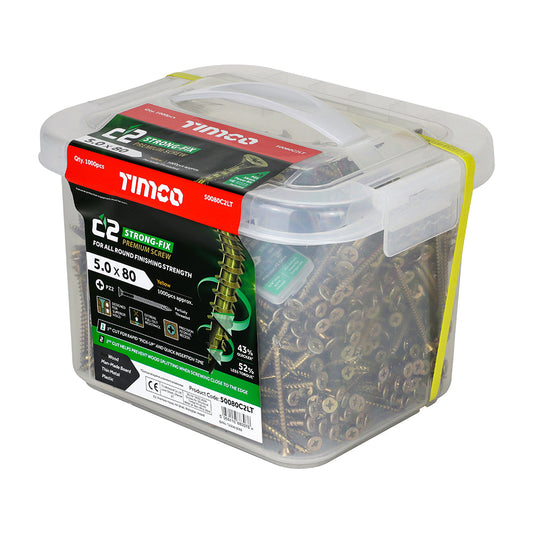 C2 Strong-Fix PZ Double CSK Multipurpose Screws 5mm x 80mm Bulk Tub of 1000