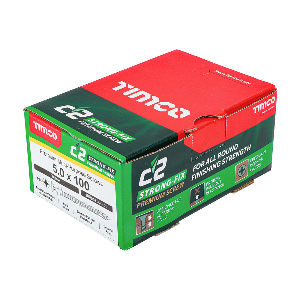 C2 Strong-Fix Multi-Purpose Screw Yellow 5.0 x 100mm 100 Pack