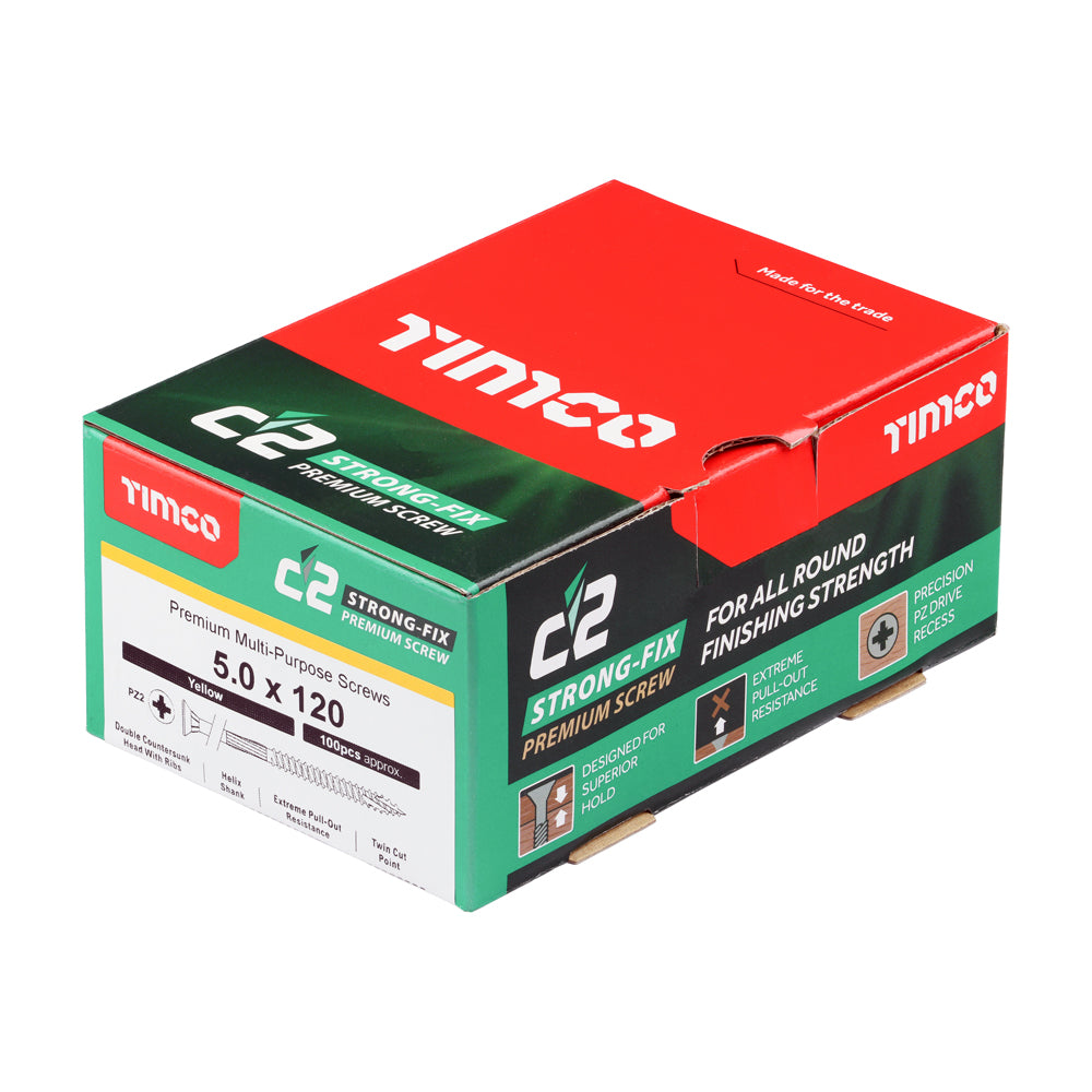 C2 Strong-Fix Multi-Purpose Screw Yellow 5.0 x 120mm 100 Pack