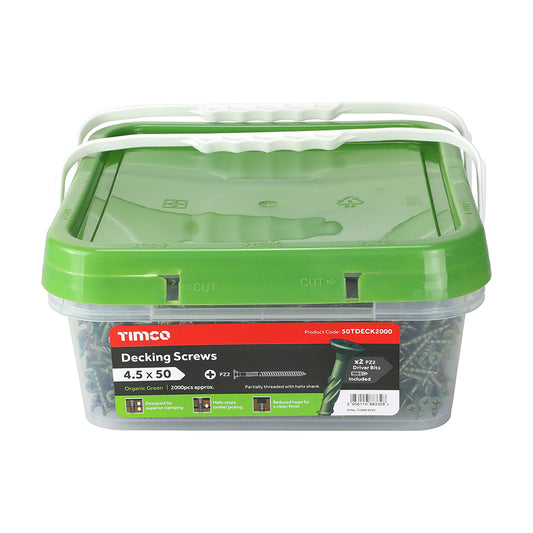 Double CSK PZ2 Decking Screws Green 4.5mm X 50mm 2000 Pack