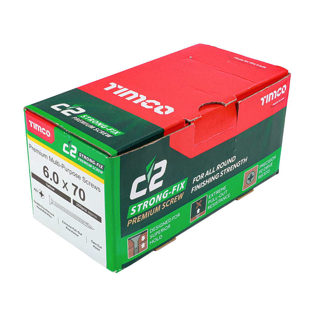 C2 Strong-Fix Multi-Purpose Screw Yellow 6.0 x 70mm 200 Pack