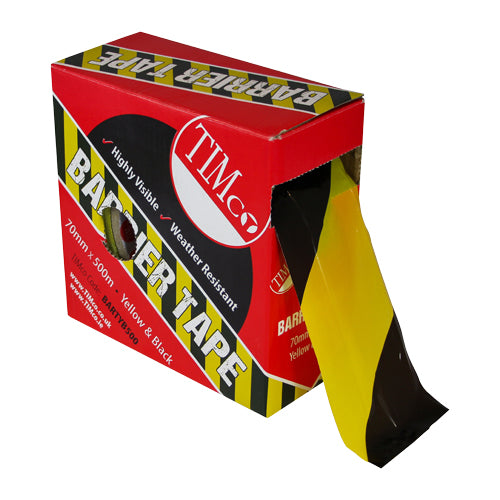 Barrier Tape Black & Yellow - 500m x 70mm