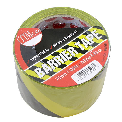 Barrier Tape Black & Yellow - 100m x 70mm