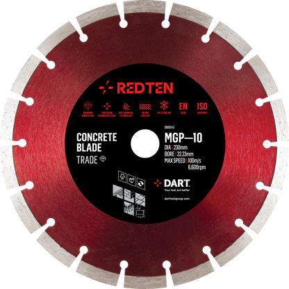 2 x 12" RED TEN MGP10 Diamond Blade + 2 Prs Gripper Gloves FOC