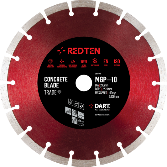 2 x 12" RED TEN MGP10 Diamond Blade + 2 Prs Gripper Gloves FOC