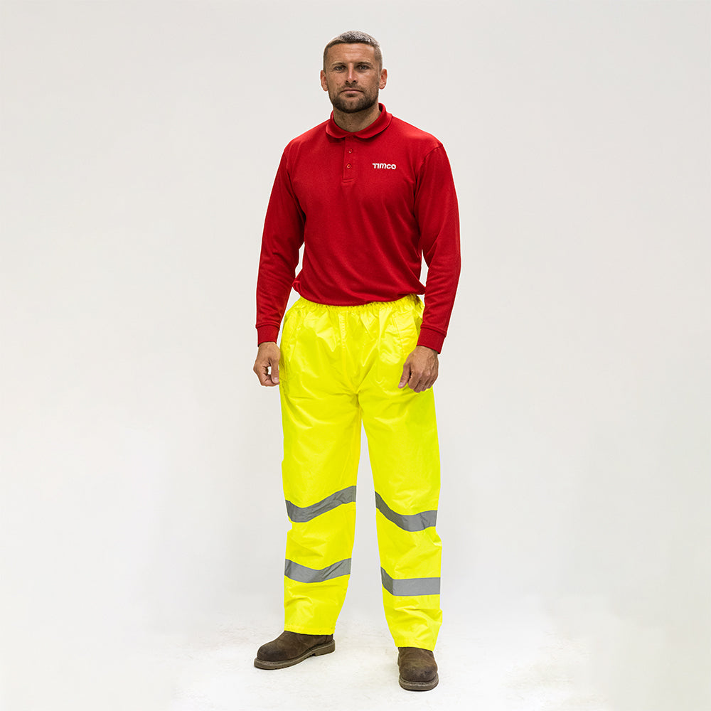 Hi-Vis Elastic Trousers Yellow - XXX Large
