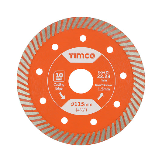 Porcelain & Ceramic  Tile Diamond Blade - Thin Turbo 115mm x 22.2mm