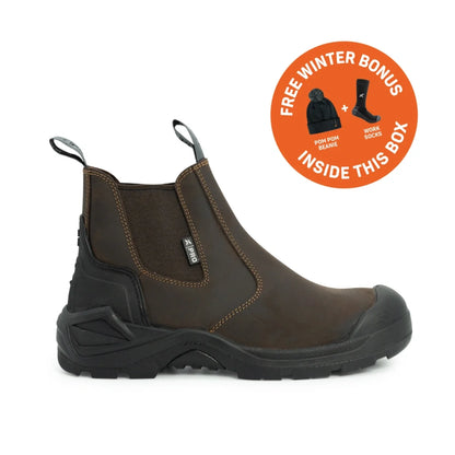 Xpert Pro Hutton S3L Safety Dealer Boot Brown + FREE BEANIE & SOCKS